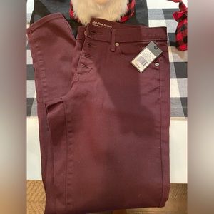 Mossimo Denim Mid Rise Skinny 6/28R Super Stretch Burgundy Jeans